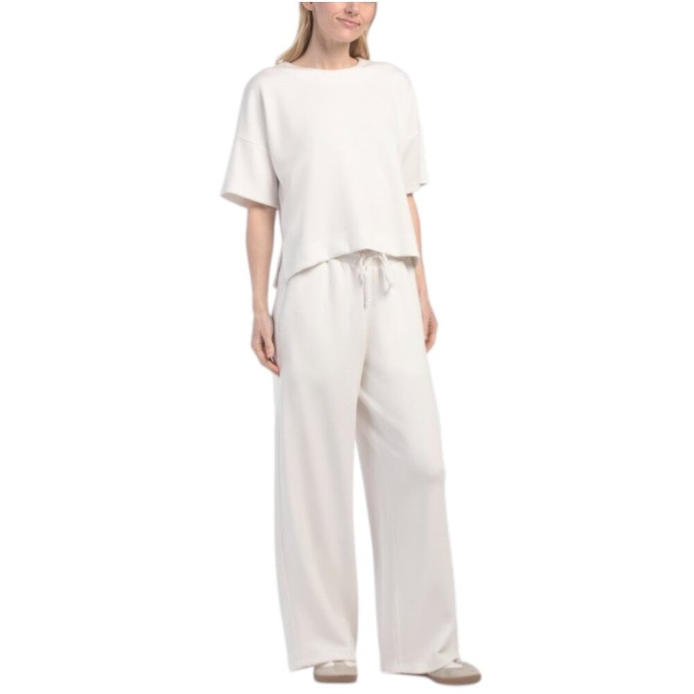 ELIE BY ELIE TAHARI 2pc Short Sleeve Scuba Top And Pants Set